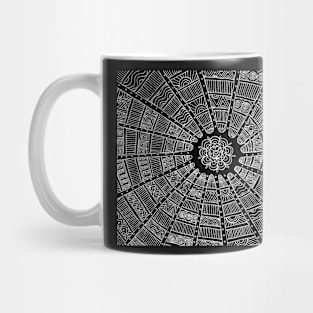 Tribal Circles - White on Black Mug